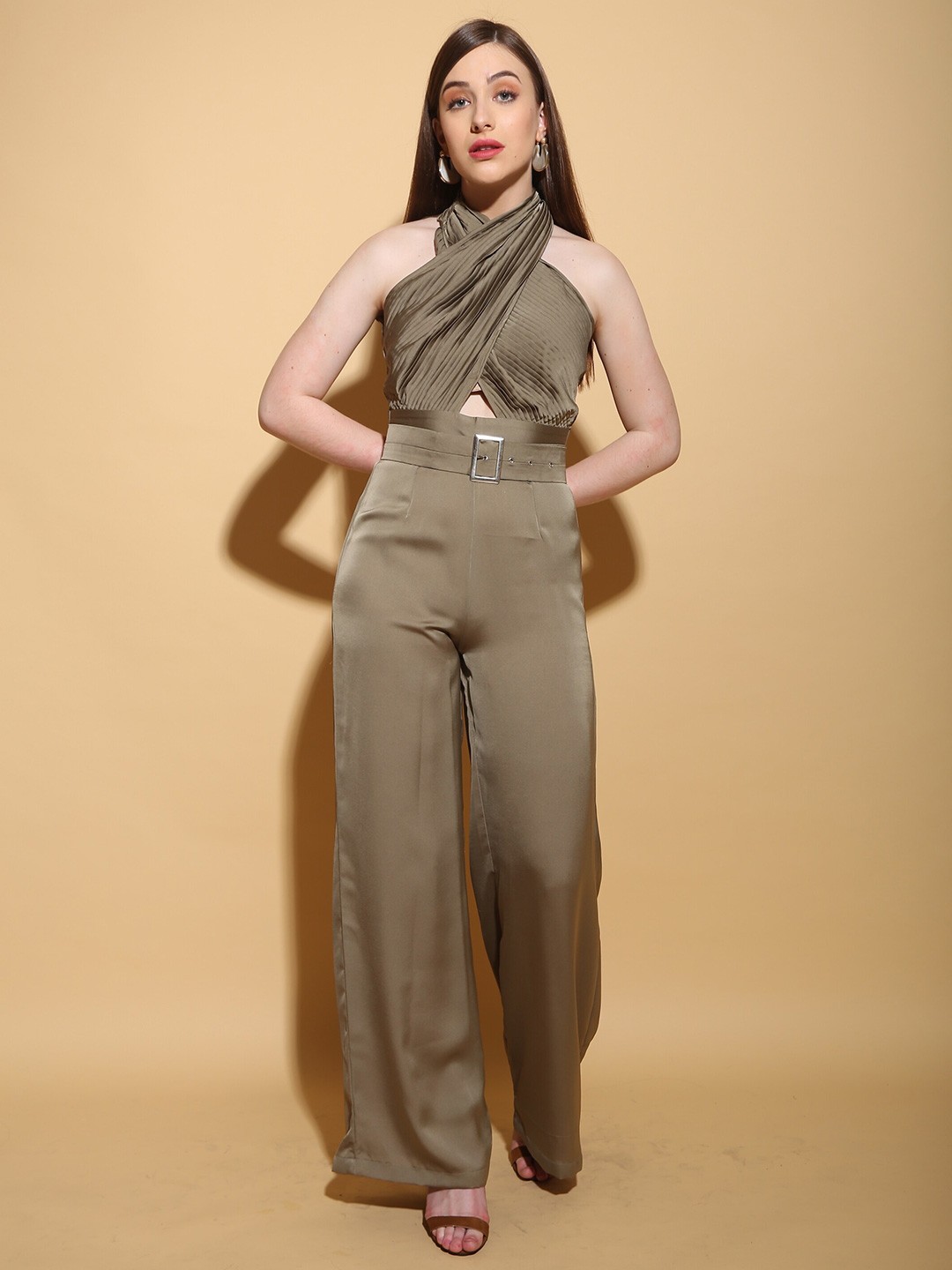 

TORQADORN Halter Neck Basic Jumpsuit, Olive