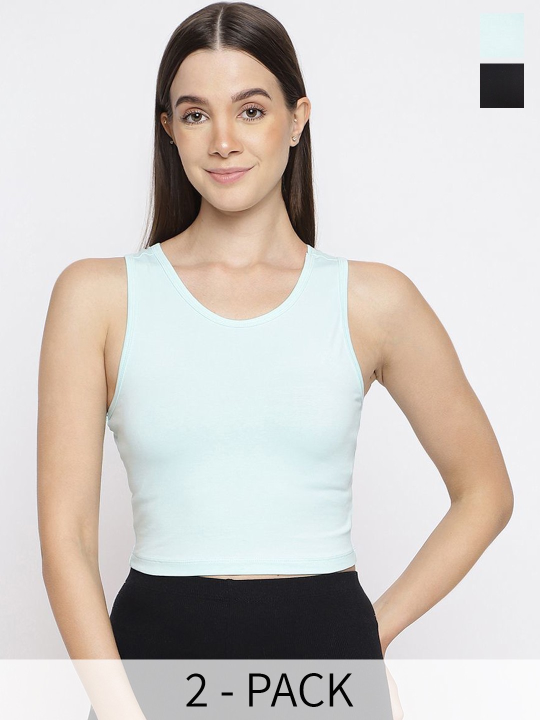 

La Intimo Pack Of 2 Shoulder Straps Non-Padded Camisoles, Sea green