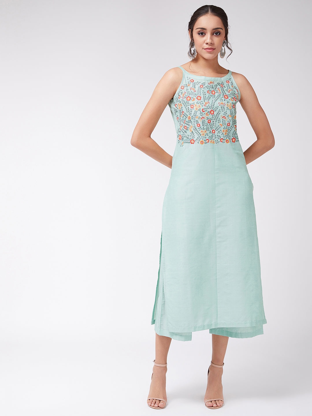 

Pannkh Floral Printed Kurta, Green