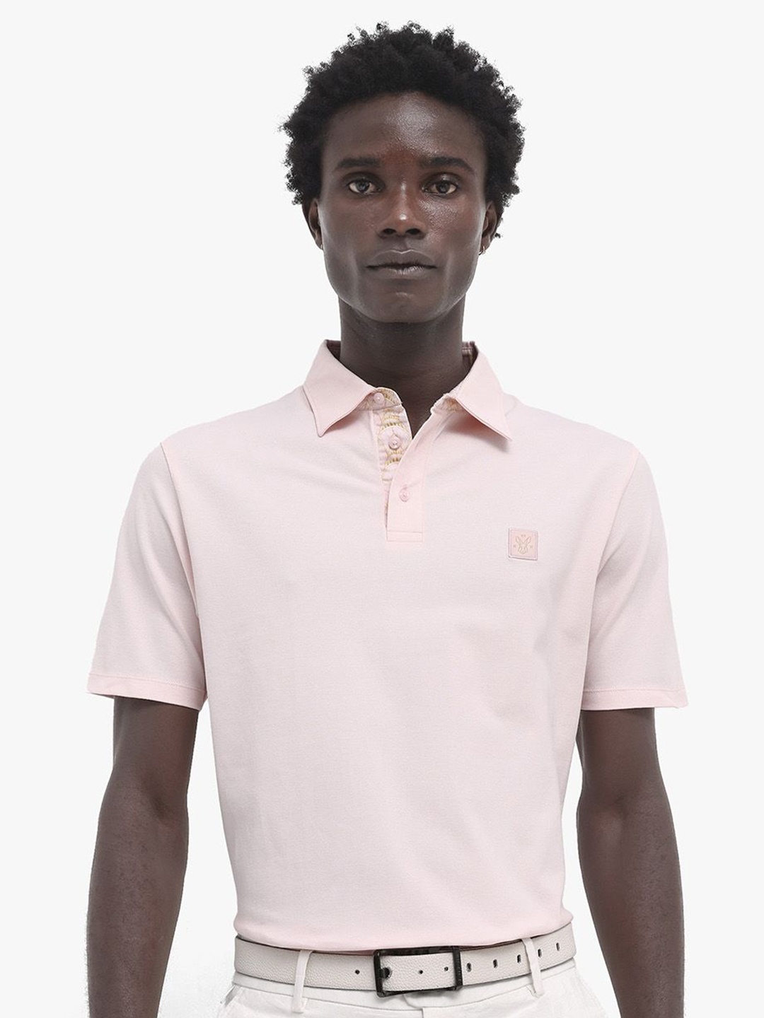 

RARE RABBIT Men Spencer Regular Fit Polo Collar T-Shirt, Pink