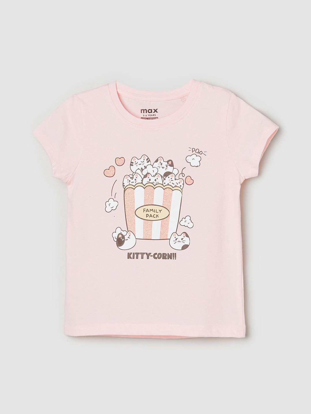 

max Girls Printed Graphic Printed T-shirt, Pink