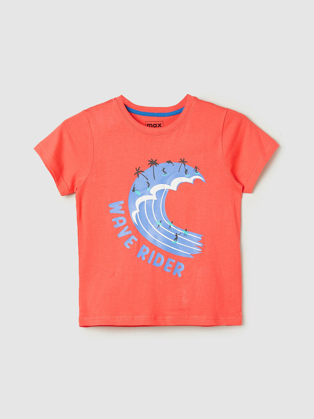 

max Boys Graphic Printed Nautical Pure Cotton T-shirt, Red