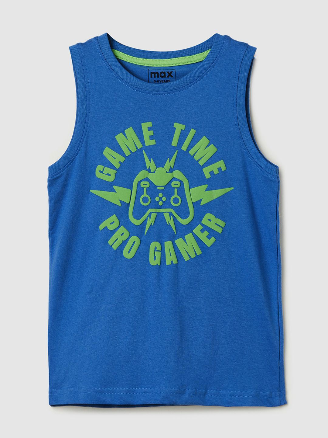 

max Boys Typography Printed Round Neck T-shirt, Blue