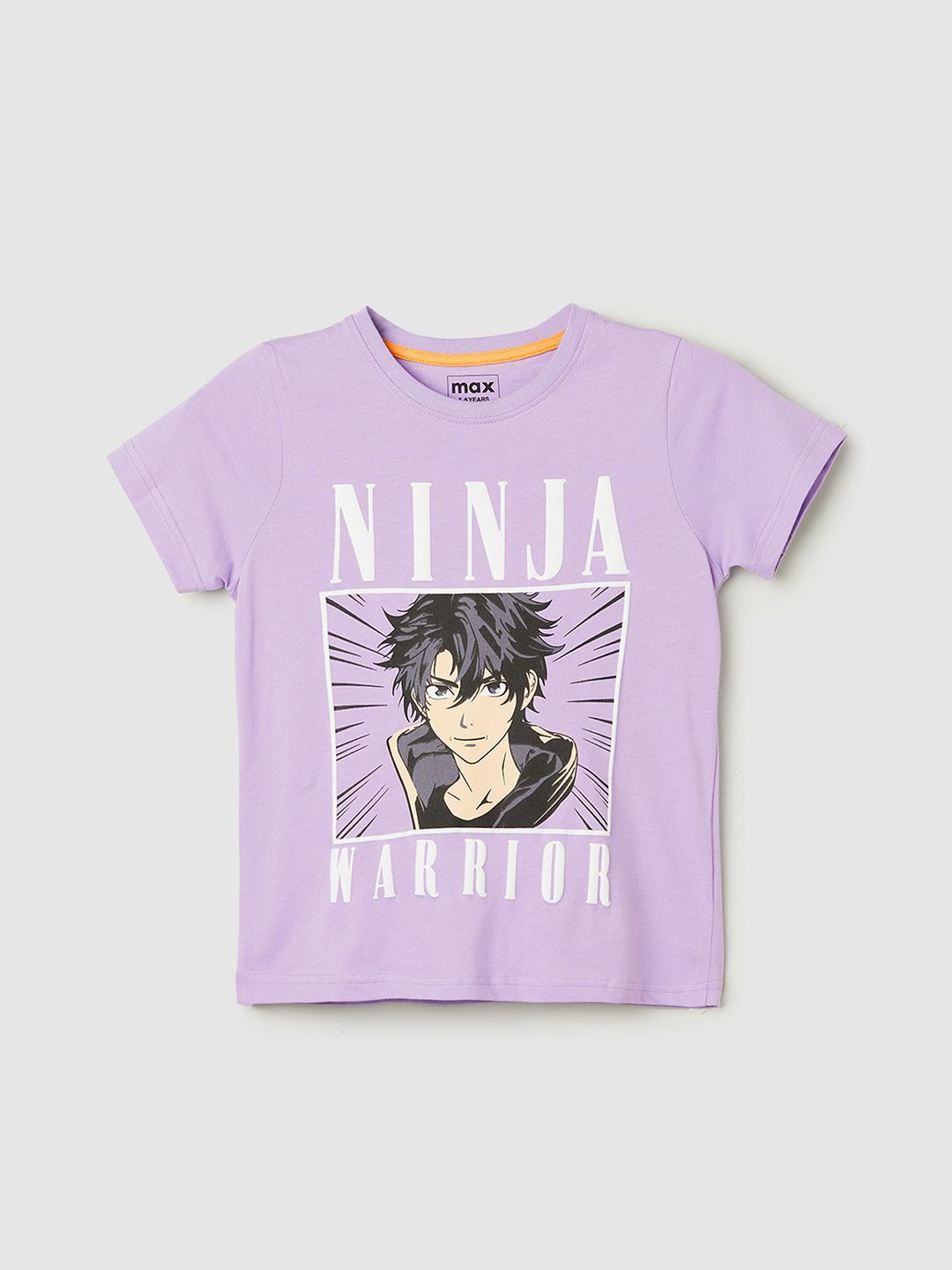 

max Boys Graphic Printed Round Neck Cotton T-shirt, Purple