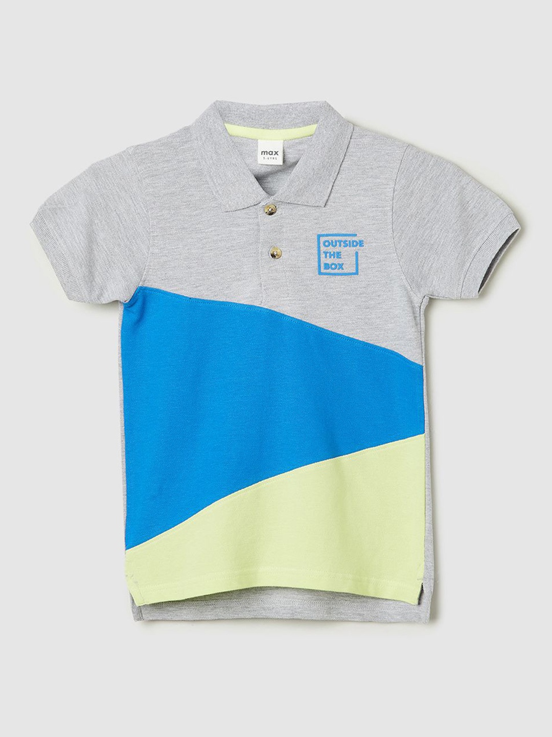 

max Boys Colourblocked Polo Collar T-shirt, Grey