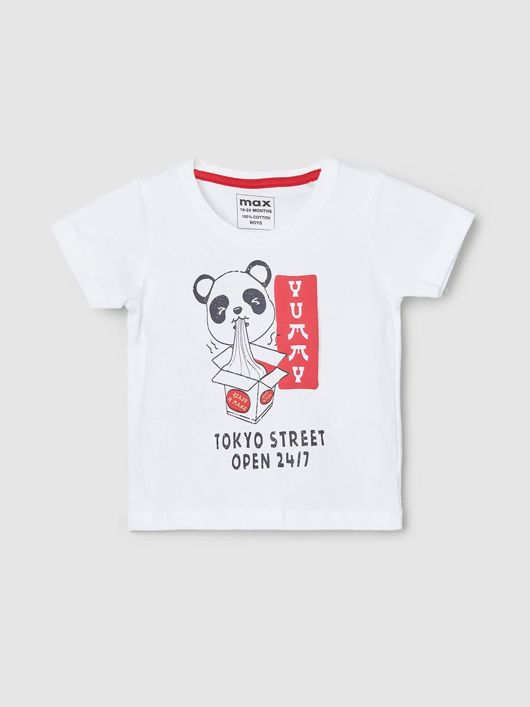 

max Boys Graphic Printed Round Neck Cotton T-shirt, White