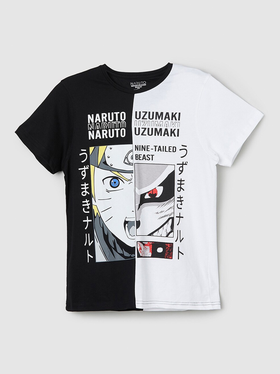 max Boys Typography Printed Naruto T-shirt, Multi