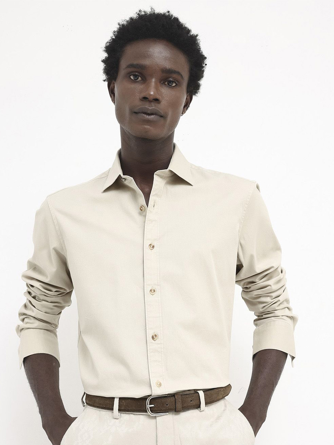 

RARE RABBIT Men Arlet Regular Fit Spread Collar Shirt, Beige