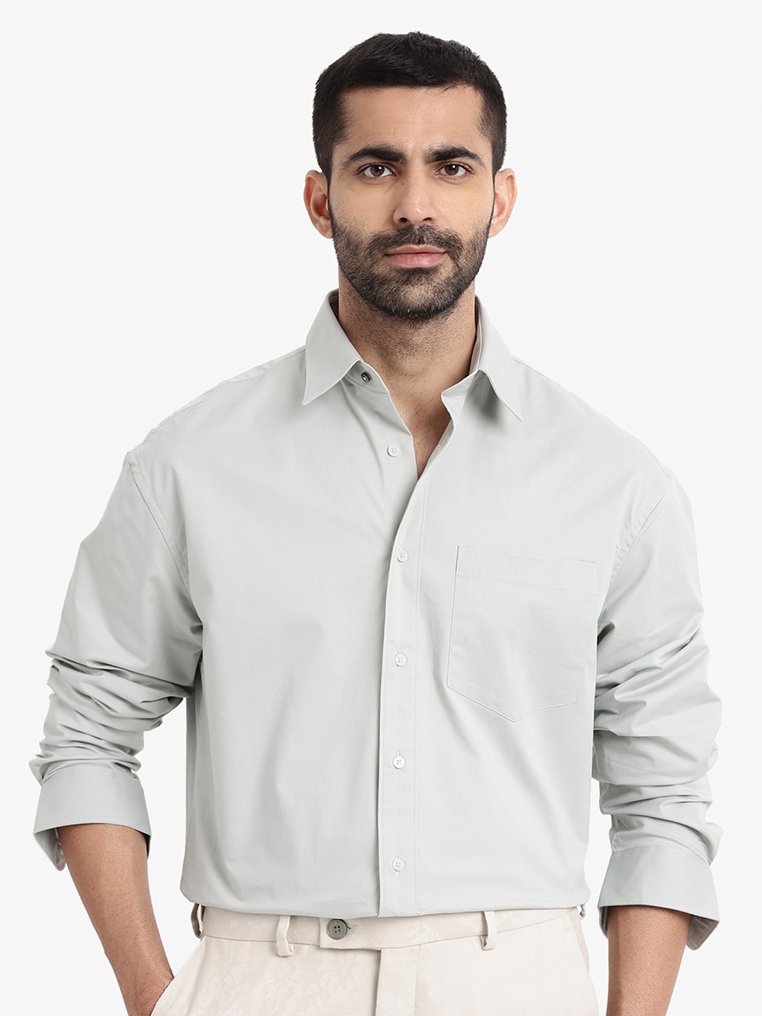 

RARE RABBIT Men Crofty Regular Fit Spread Collar Shirt, Green