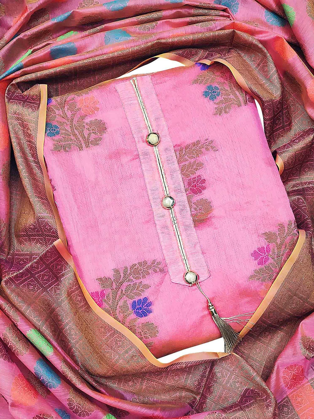 

Peachmode Unstitched Dress Material, Pink