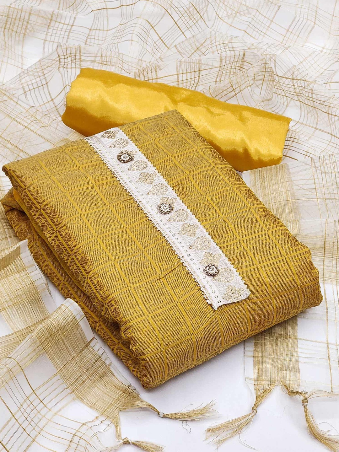

Peachmode Unstitched Dress Material, Yellow