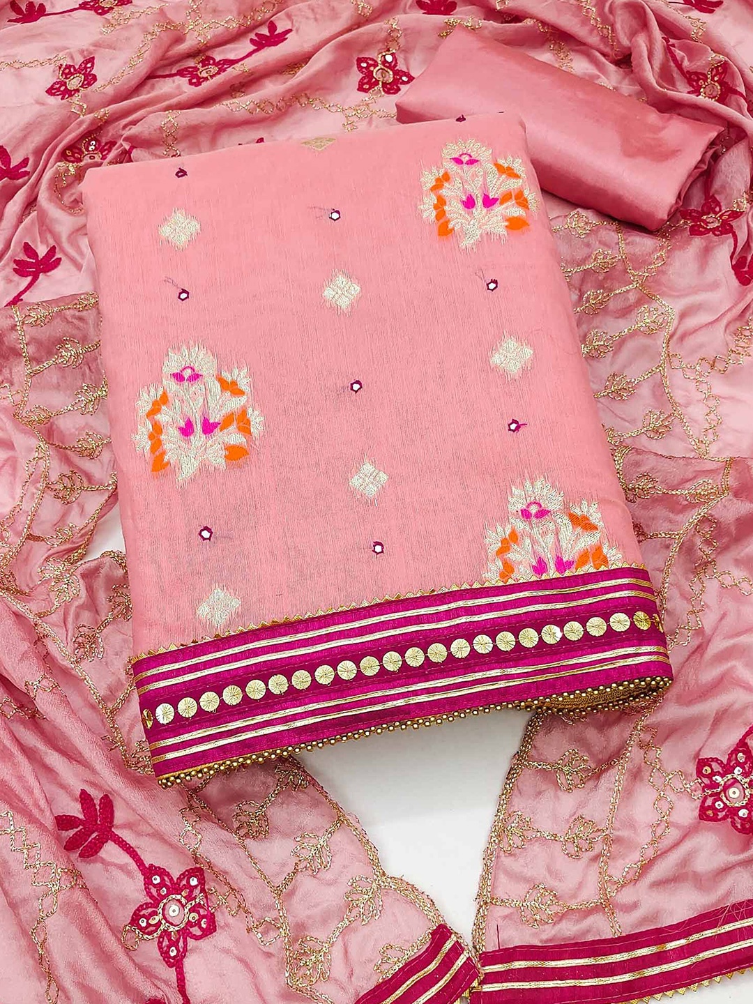 

Peachmode Unstitched Dress Material, Pink