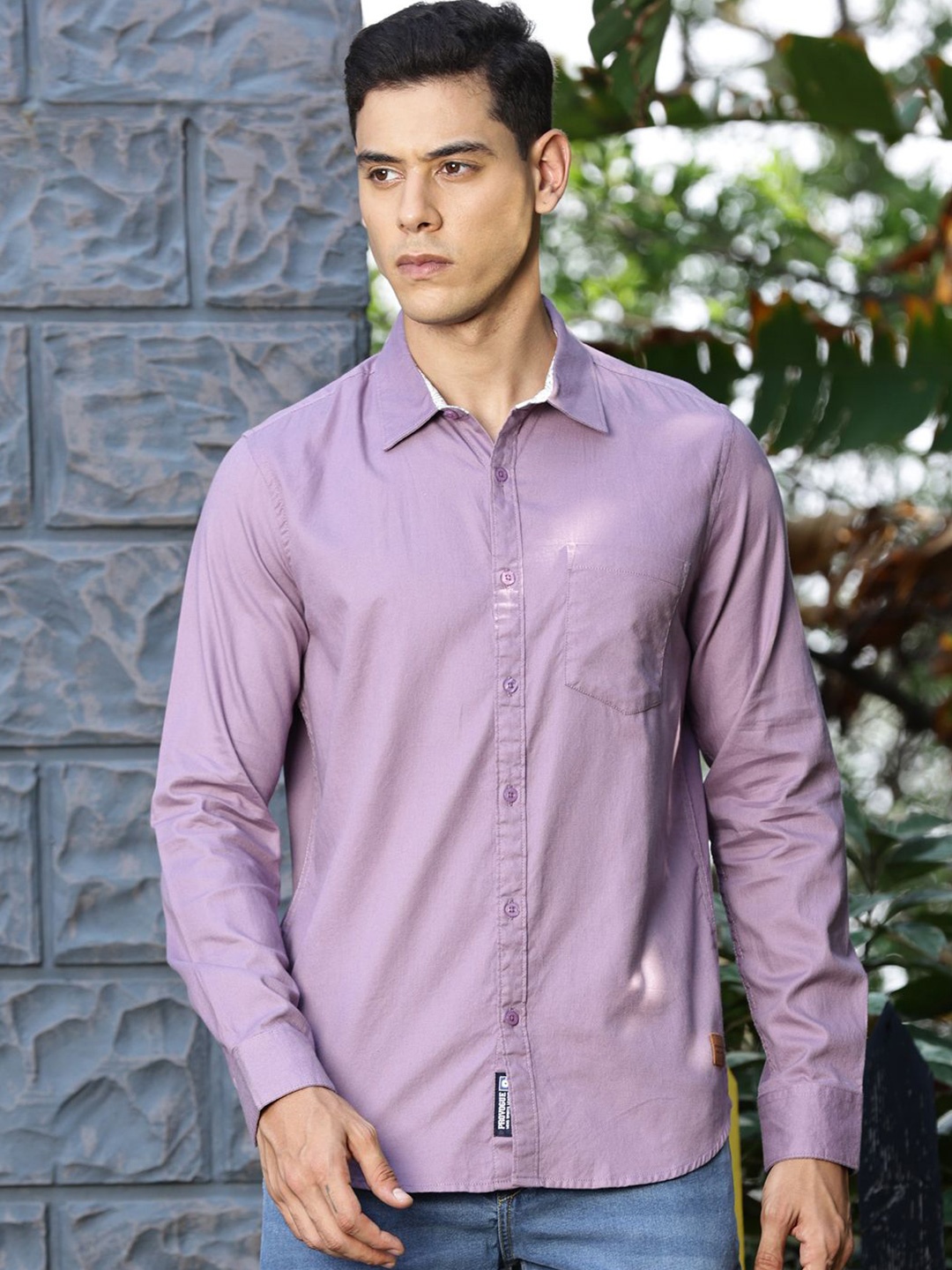 

Provogue Spread Collar Slim Fit Cotton Casual Shirt, Violet