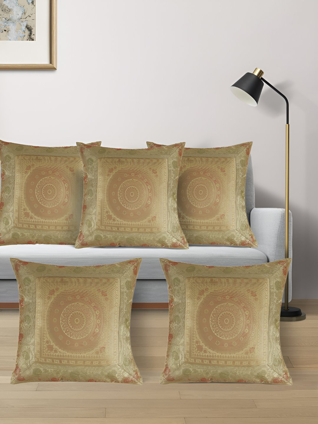 

PURINA'S Yellow & Brown 5 Pieces Printed Square Cushion Covers