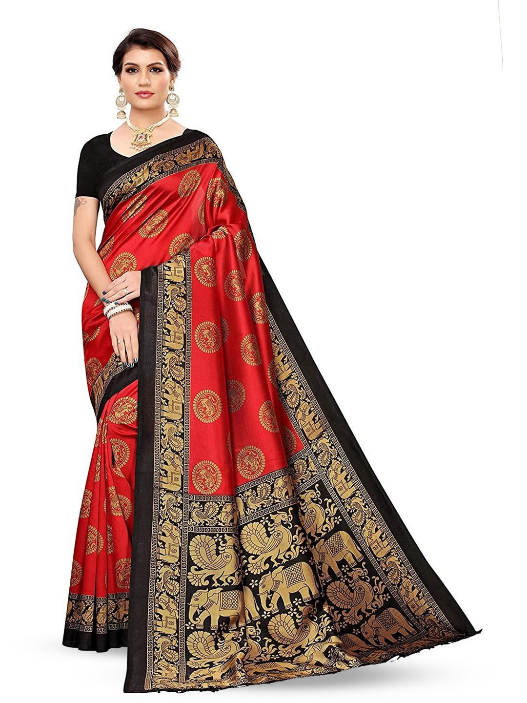 

RUNAYA NX Ethnic Motifs Saree, Red