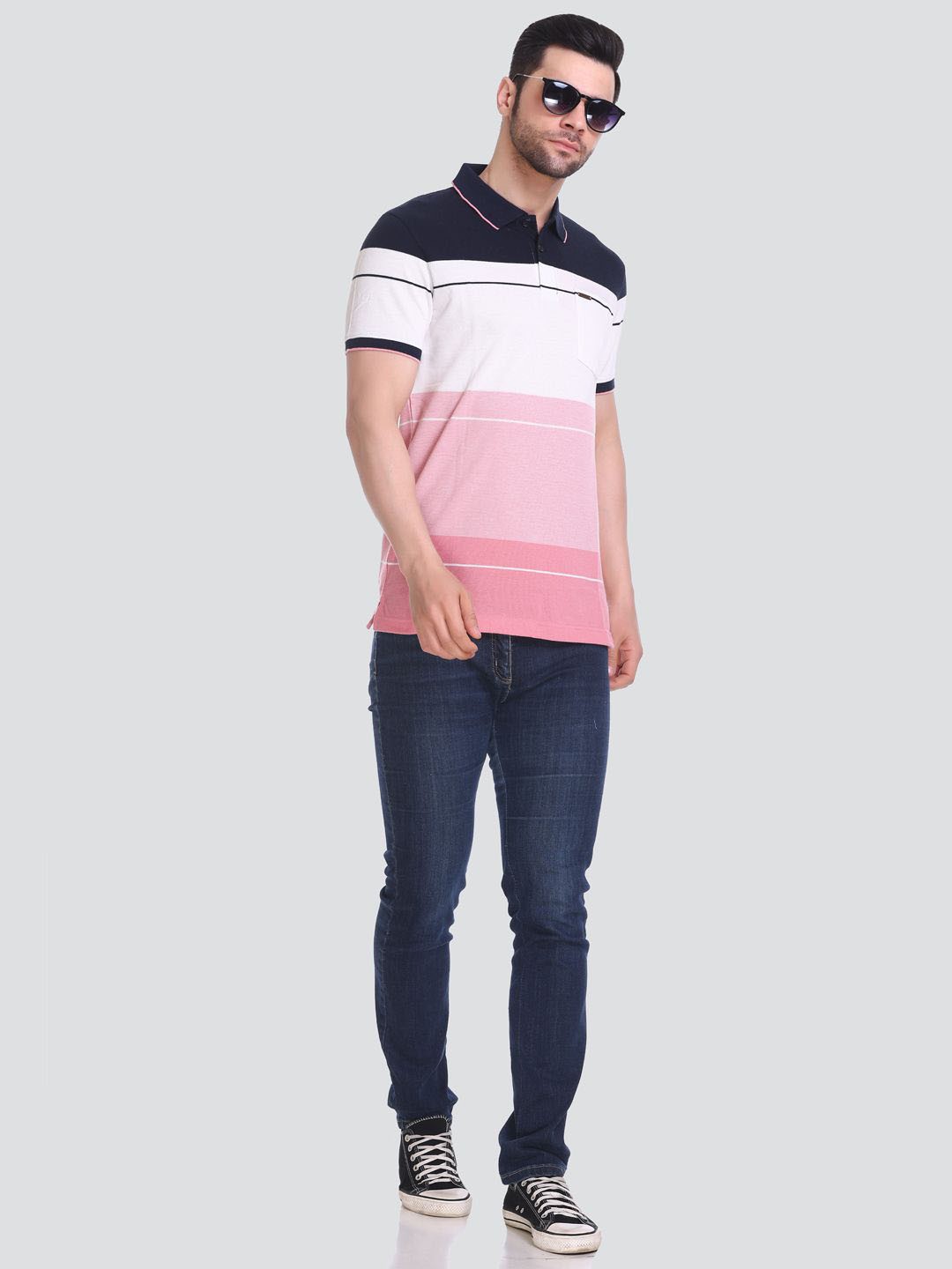 

Tuckinn Men Colourblocked Polo Collar Pockets T-shirt, Multi