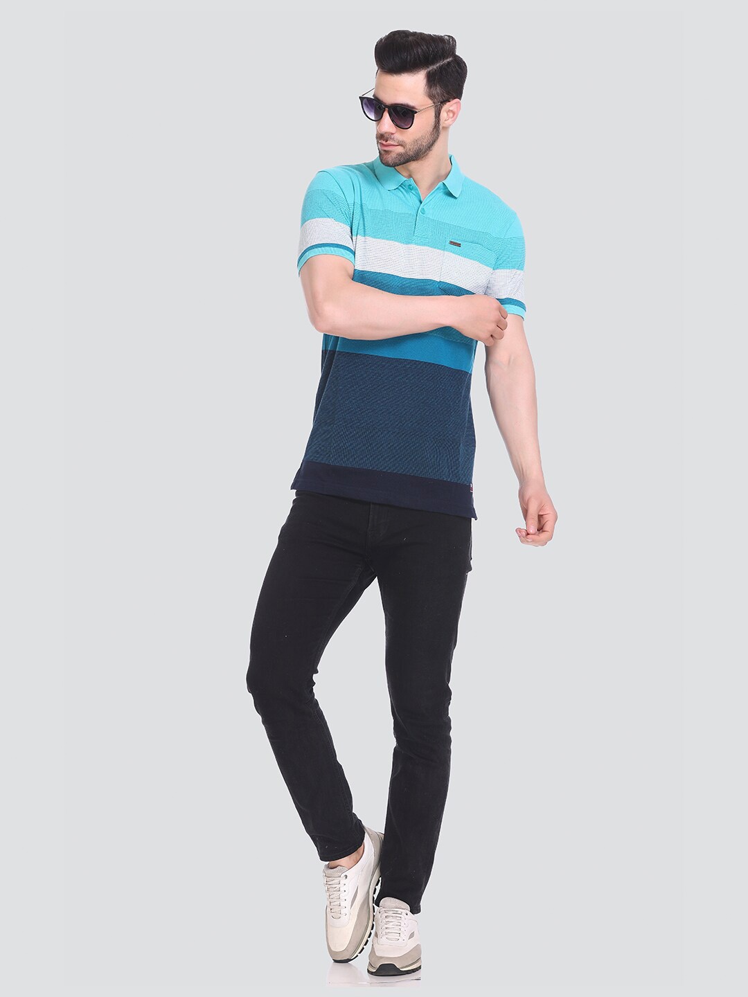 

Tuckinn stripper t-shirt Men Striped Polo Collar T-shirt, Sea green