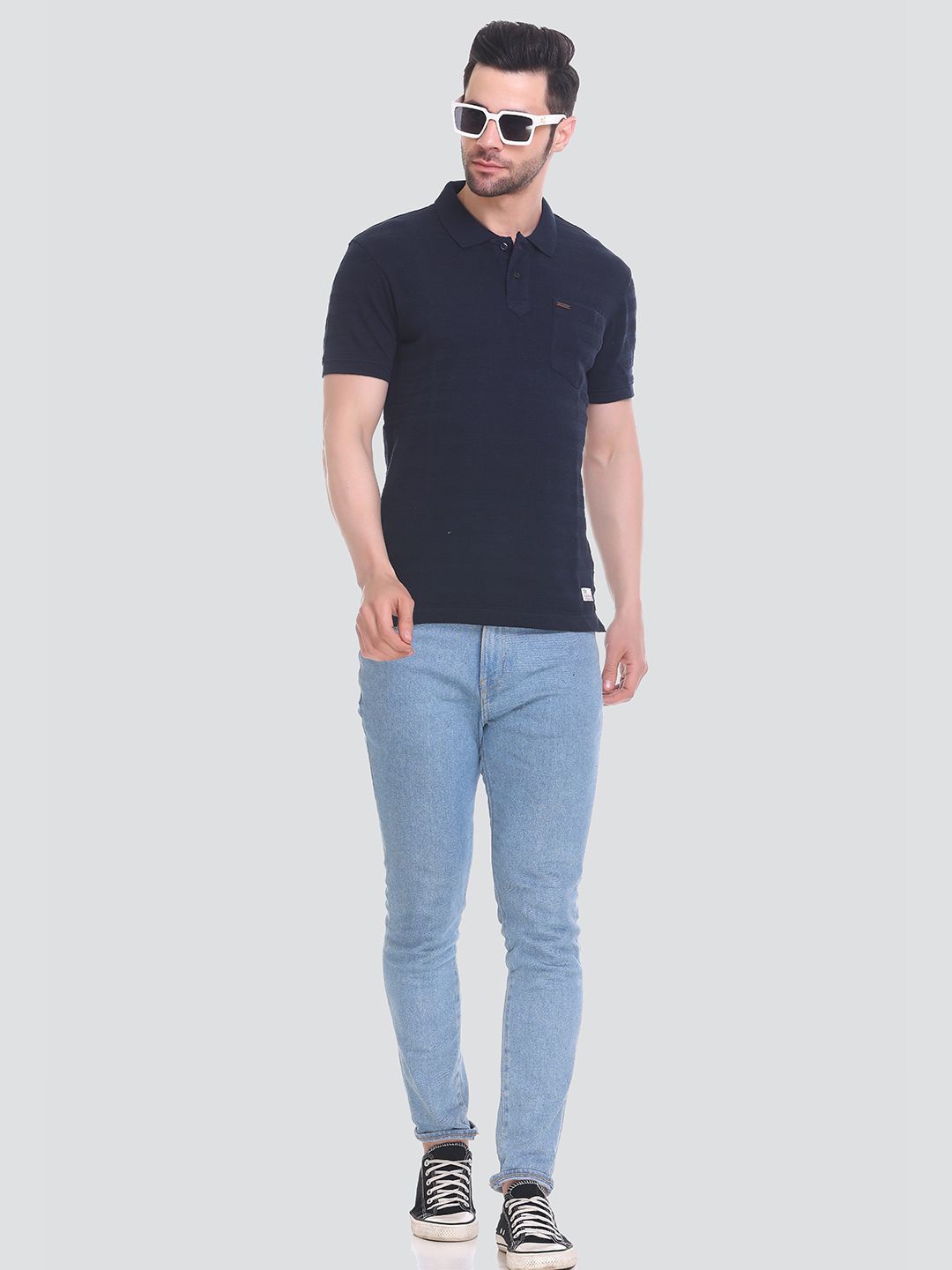 

Tuckinn polo tshirt Men Polo Collar Pockets T-shirt, Blue