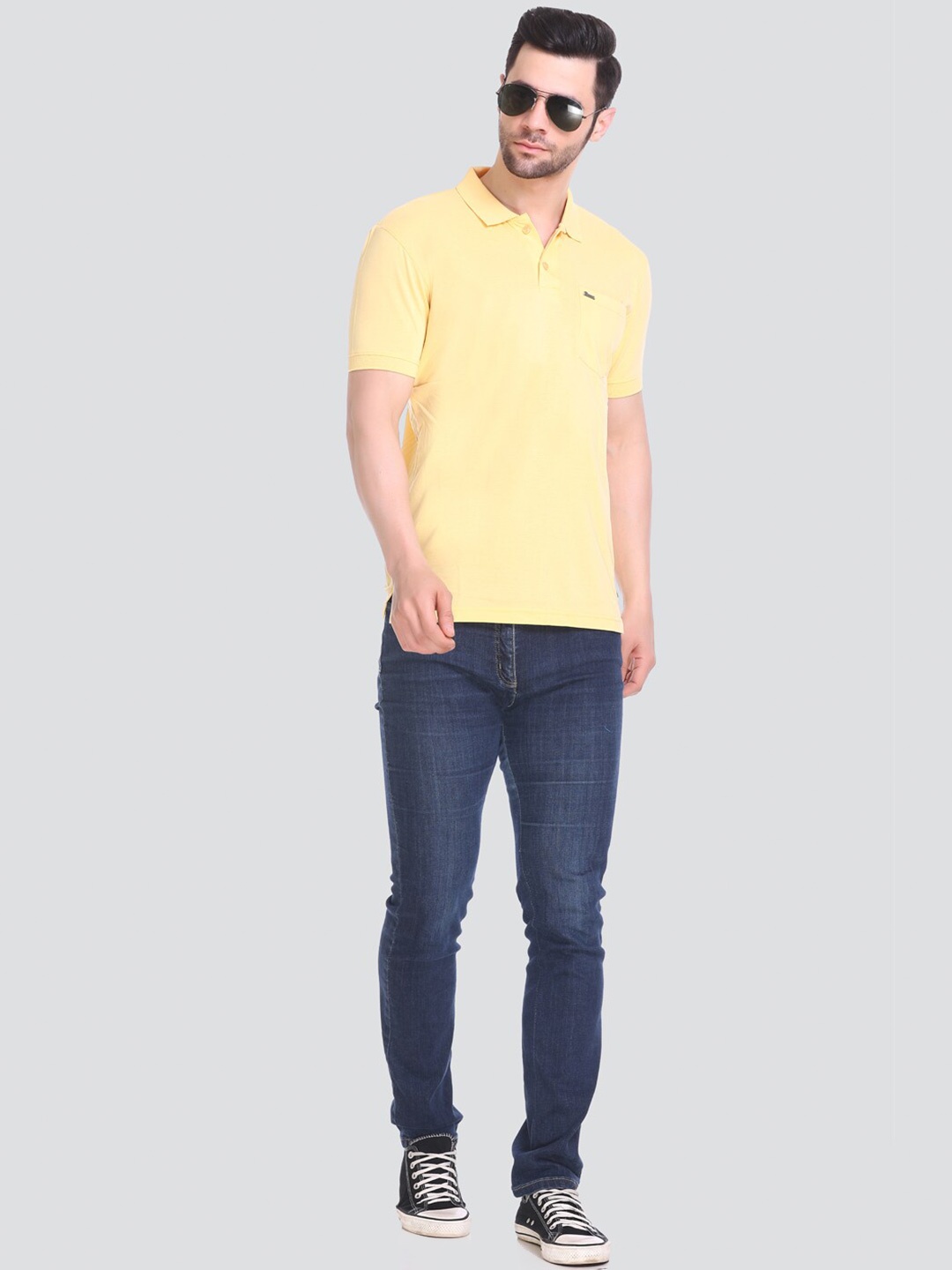 

Tuckinn Polo Collar Short Collar Cotton Casual T-shirt, Yellow