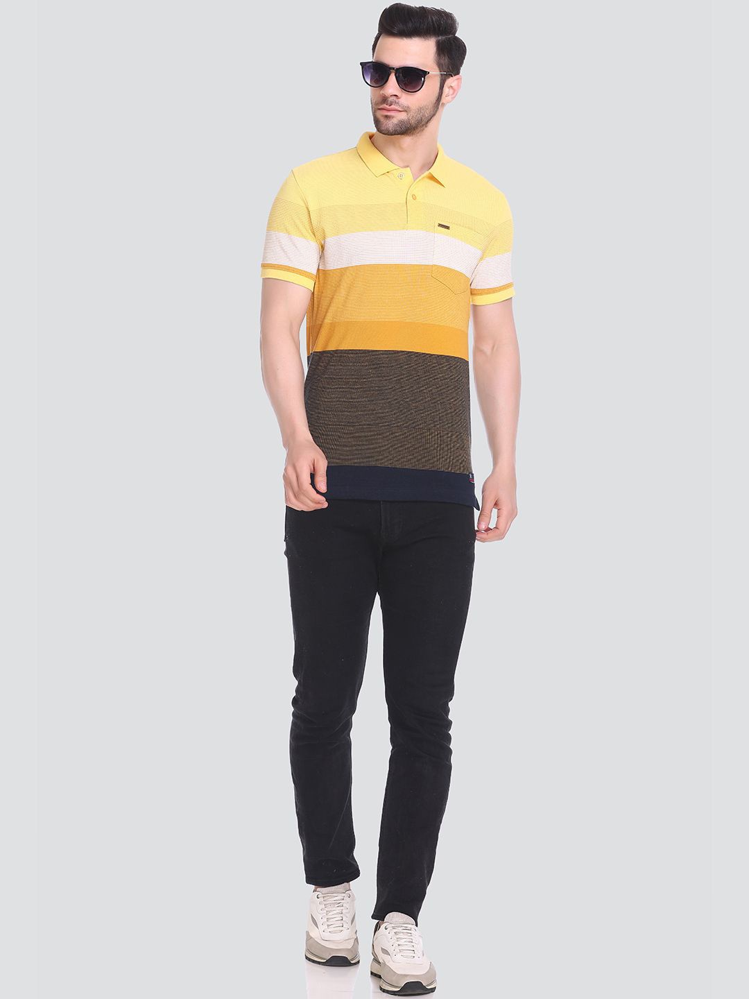 

Tuckinn Colourblocked Polo Collar Cotton Casual T-shirt, Yellow