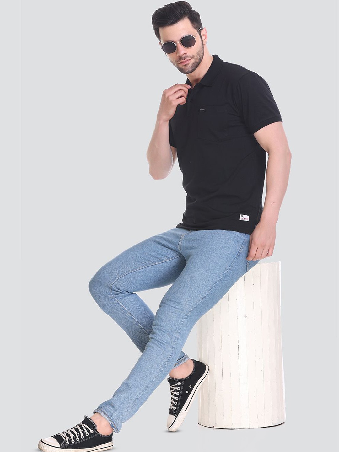 

Tuckinn Polo Collar Short Sleeves Cotton Casual T-shirt, Black