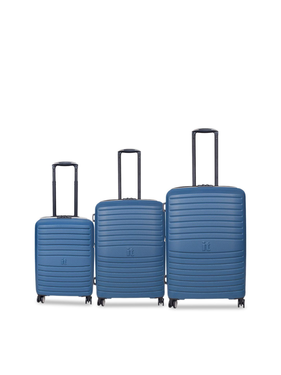 

IT luggage Eco Protect Set Of 3 Hard-Sided Trolley Suitcase, Blue