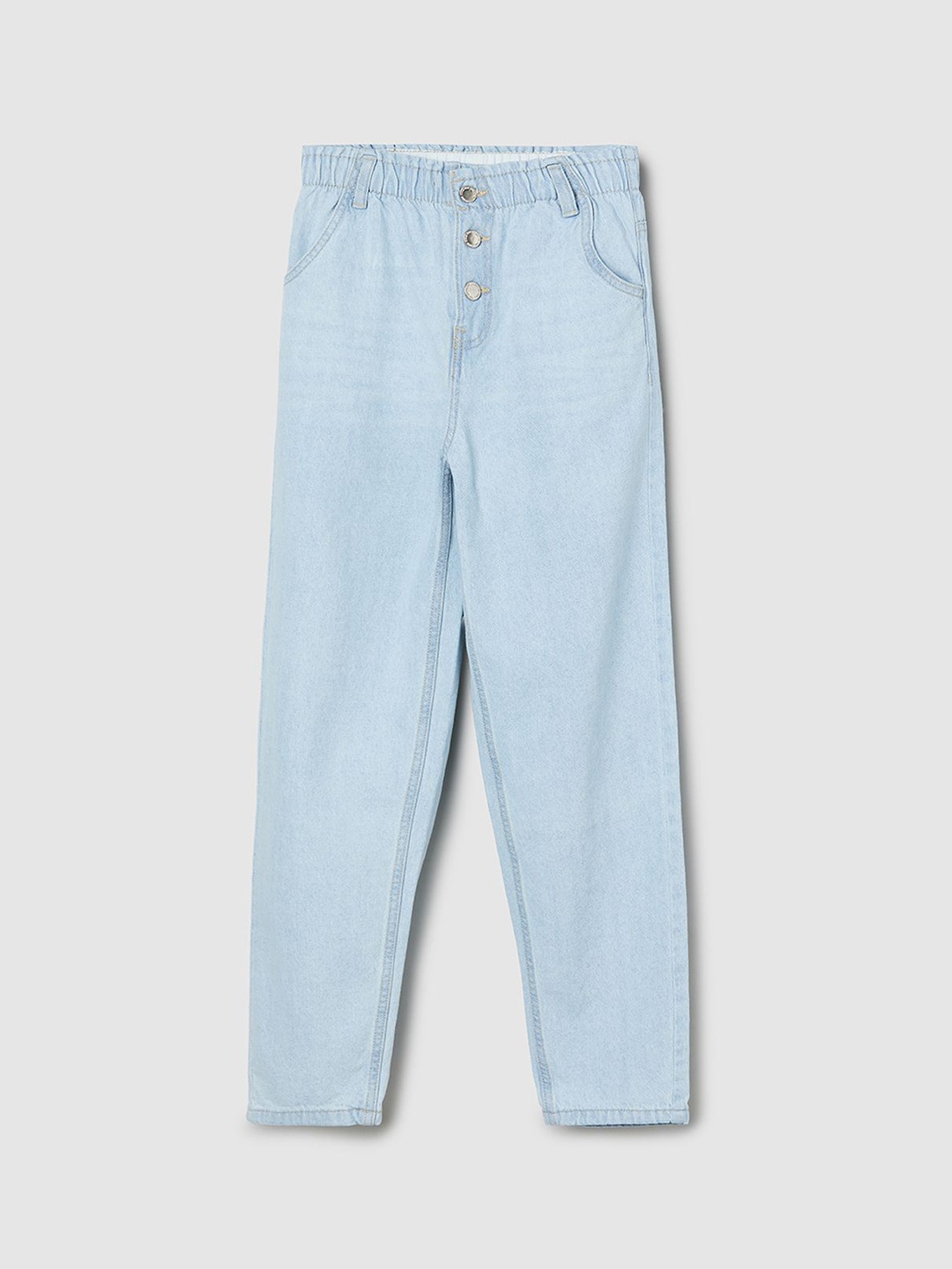 

max Girls Mid-Rise Plain Pure Cotton Regular Trousers, Blue