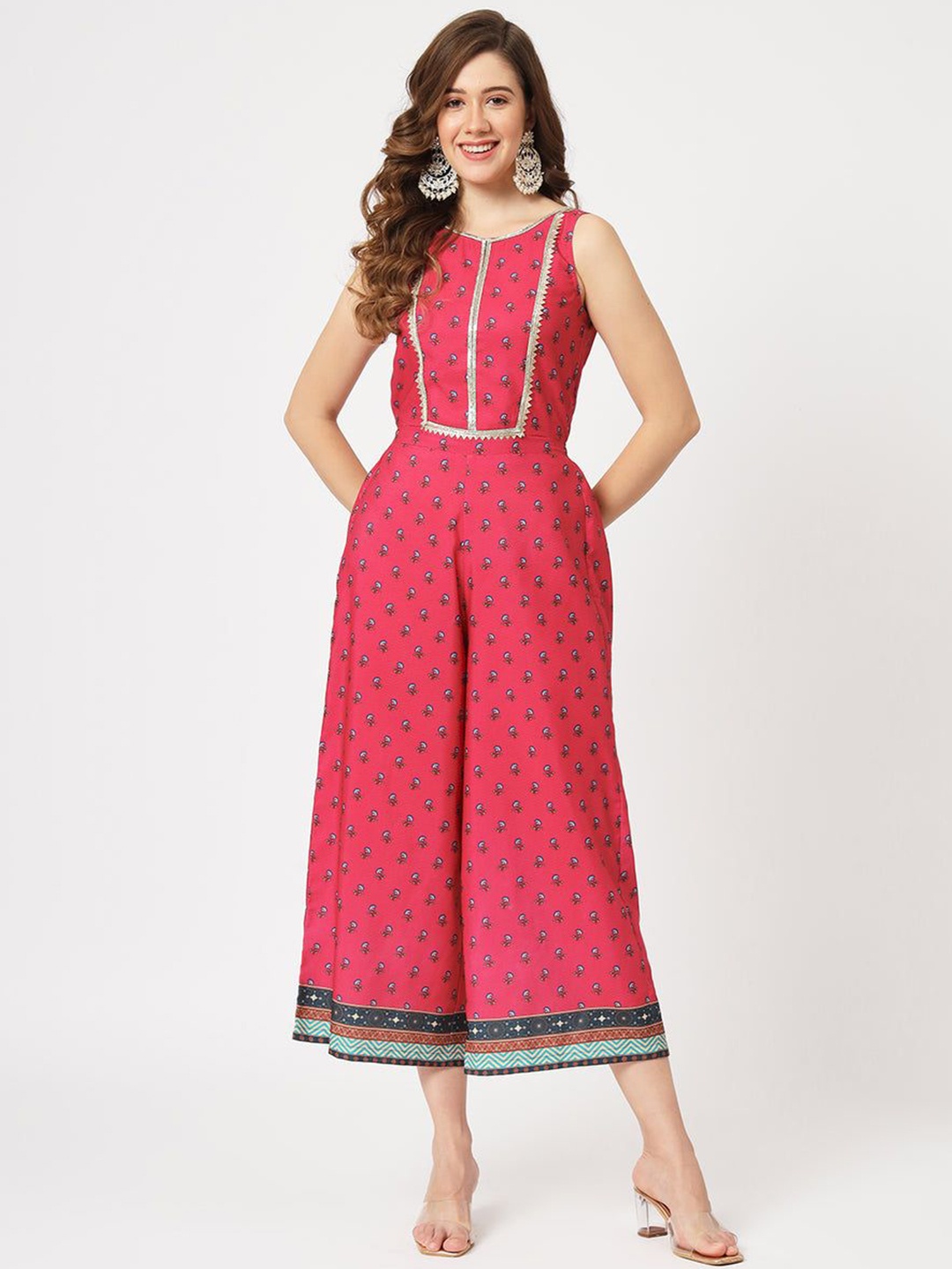 

Pannkh Printed Basic Jumpsuit, Pink