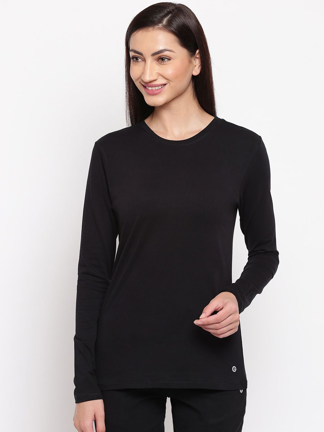 

Enamor Round Neck Lounge Tshirt, Black