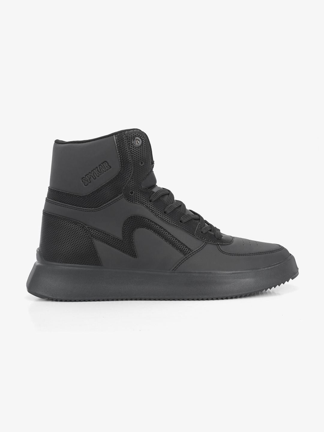 

SPYKAR Men Colourblocked PU High-Top Sneakers, Black