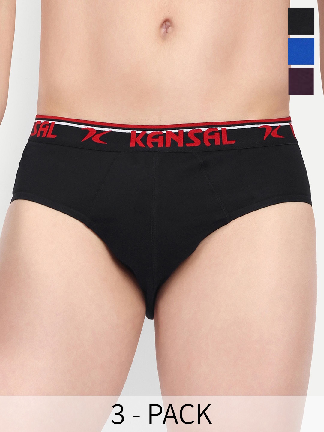 

KANSAL Pack Of 3 Low_Rise Cotton Basic Briefs 3.CUT_1051_P3_MBrB, Maroon