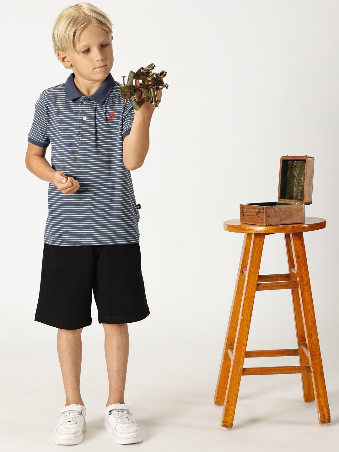 

Nautica Boys Striped Polo Collar Short Sleeves Regular Fit Cotton T-shirt, Blue