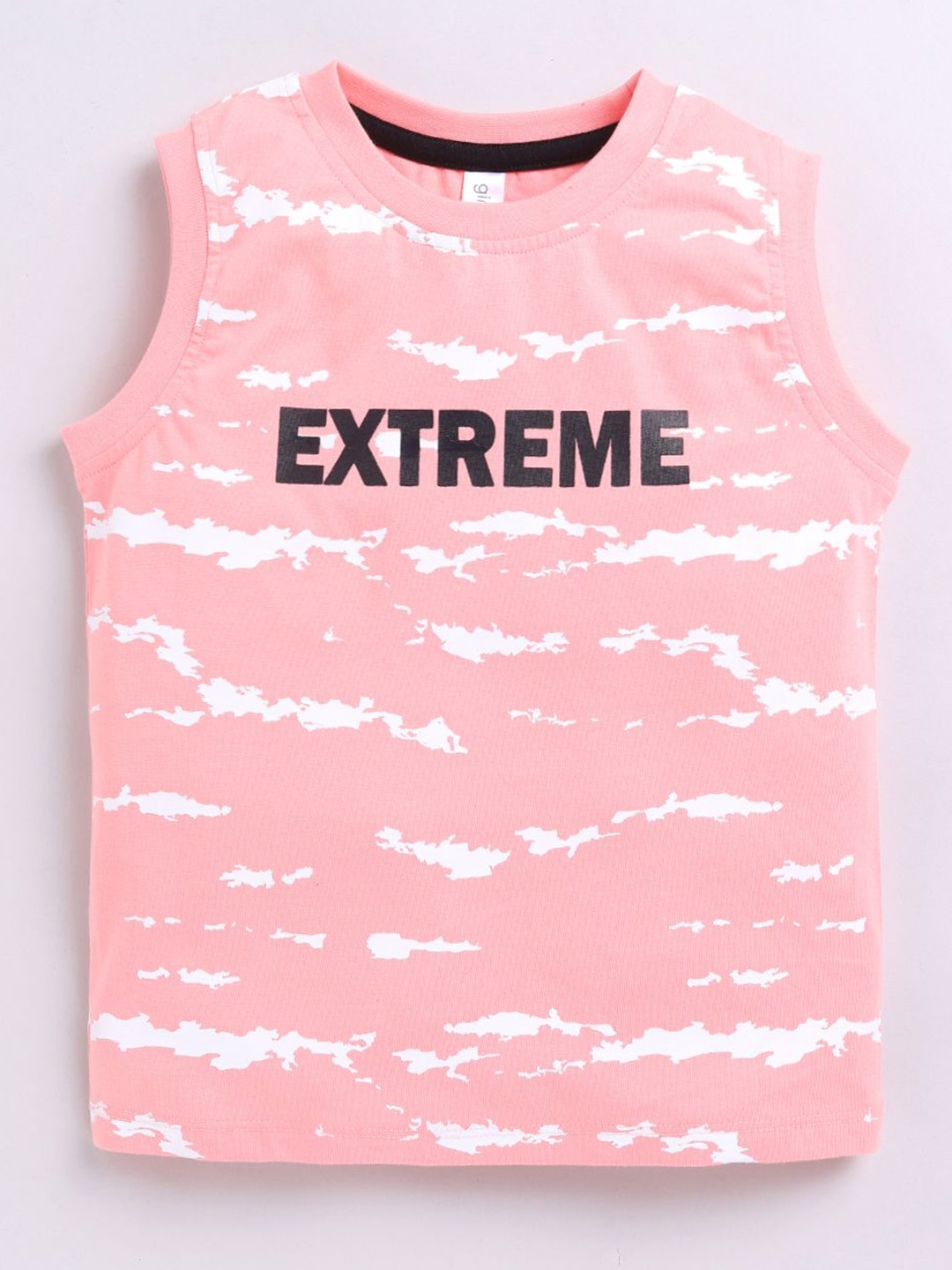Ginie Boys Abstract Printed Cotton Sleeveless T-shirt, Pink