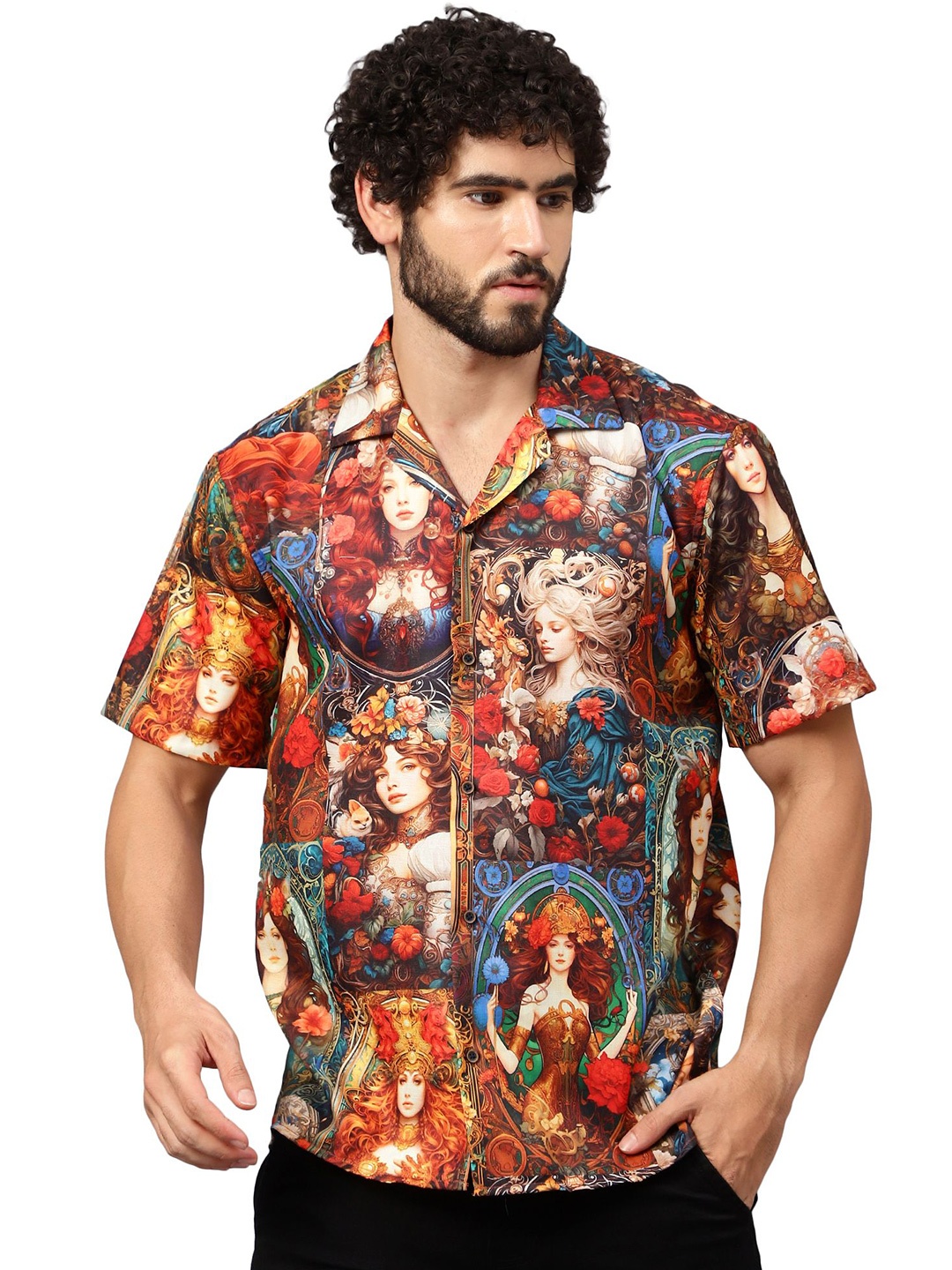 

Peach & Lemonade Classic Floral Opaque Printed Casual Shirt, Orange