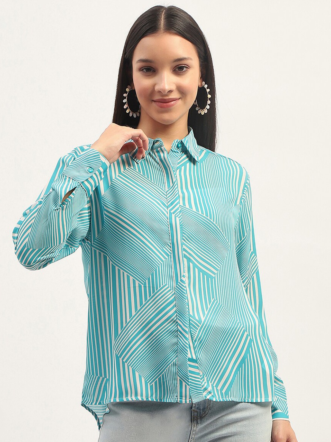 

Madame Striped Spread Collar Shirt, Blue