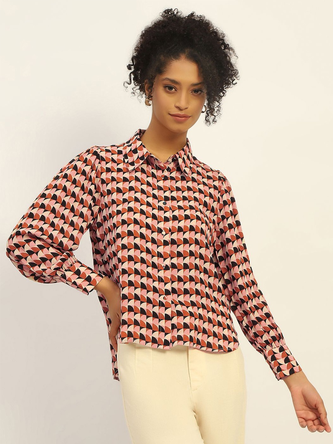 

Madame Geometric Printed Casual Shirt, Rust