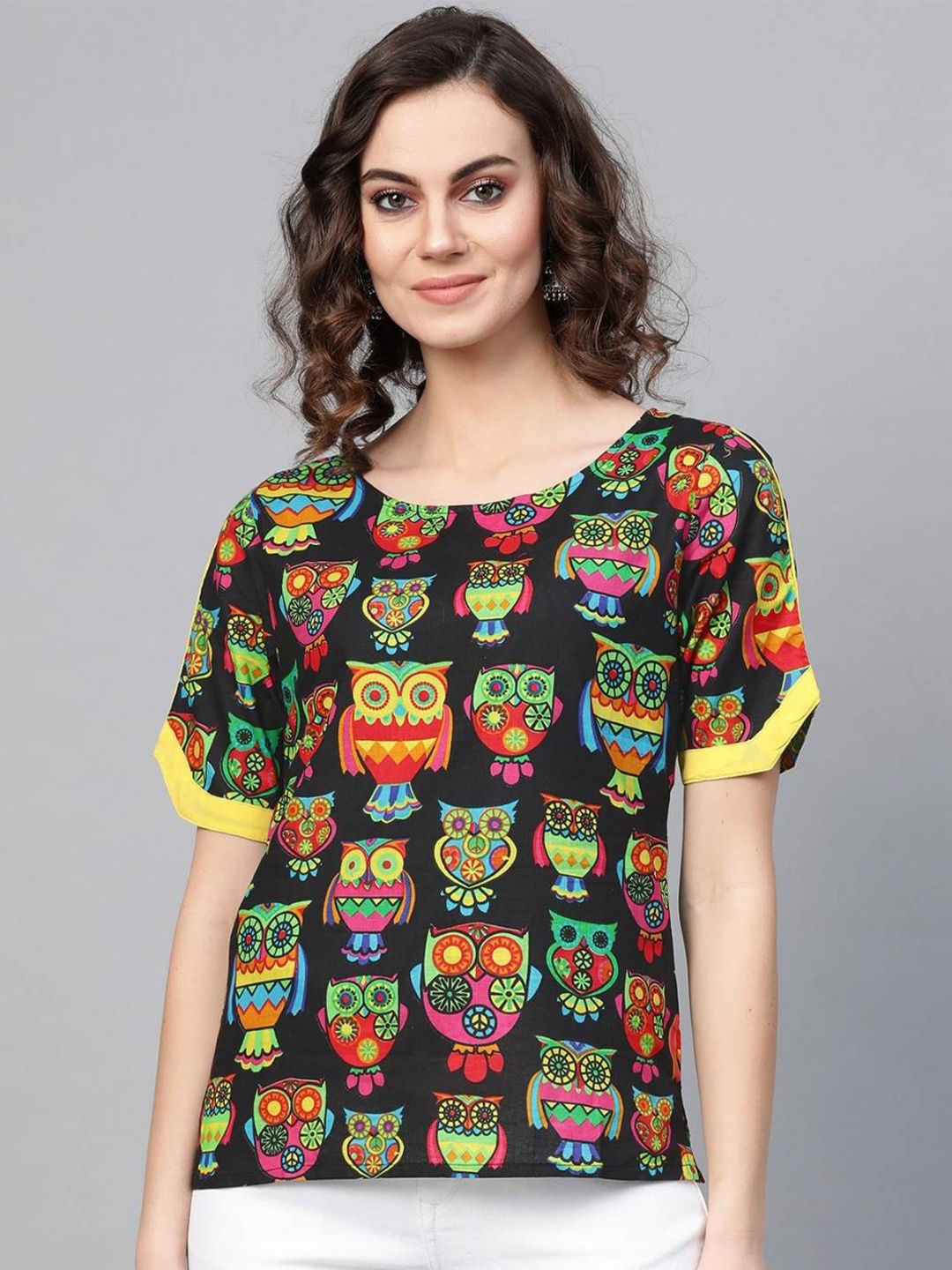 

Pannkh Conversational Print Cotton Top, Black