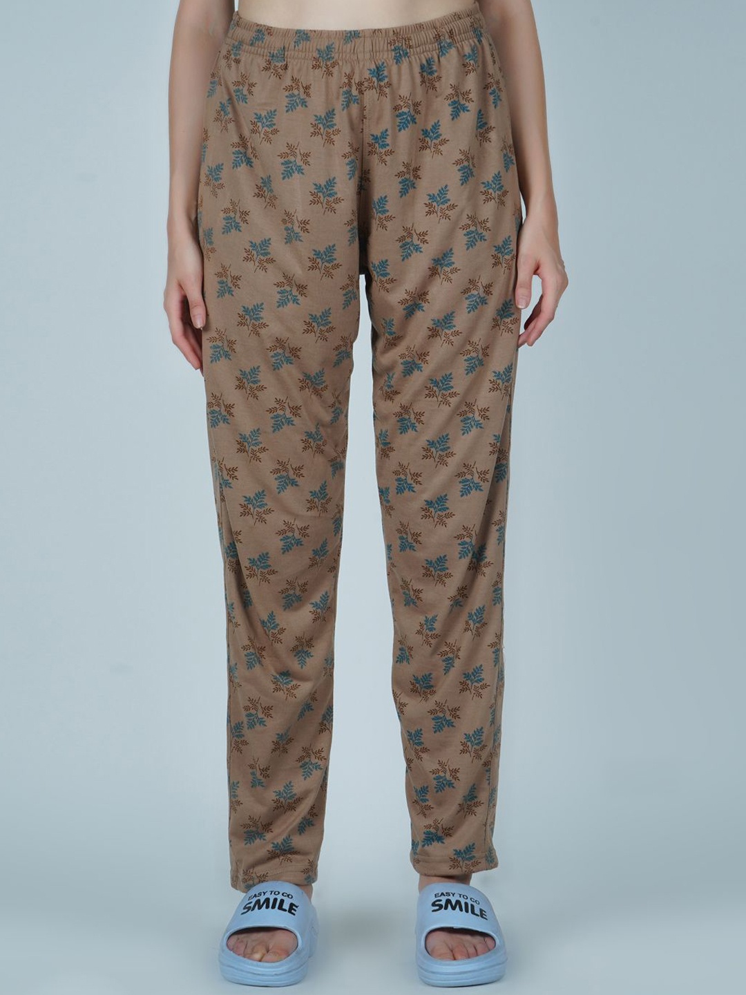 

SHYAM SONS FLAIR Women Printed Pure Cotton Relaxed Fit Lounge Pants, Brown