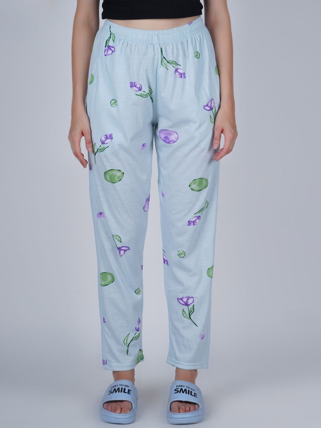 

SHYAM SONS FLAIR Printed Cotton Relaxed Fit Lounge Pants, White