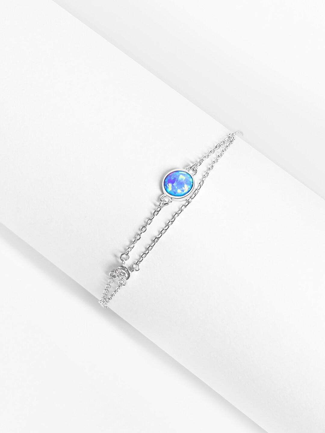 

Nistra Sterling Silver Opal Rhodium Plated Wraparound Bracelet