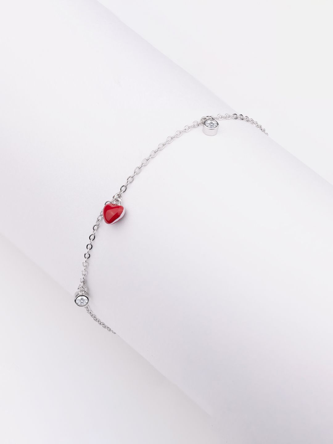 

Nistra Sterling Silver Cubic Zirconia Enamelled Rhodium-Plated Charm Bracelet