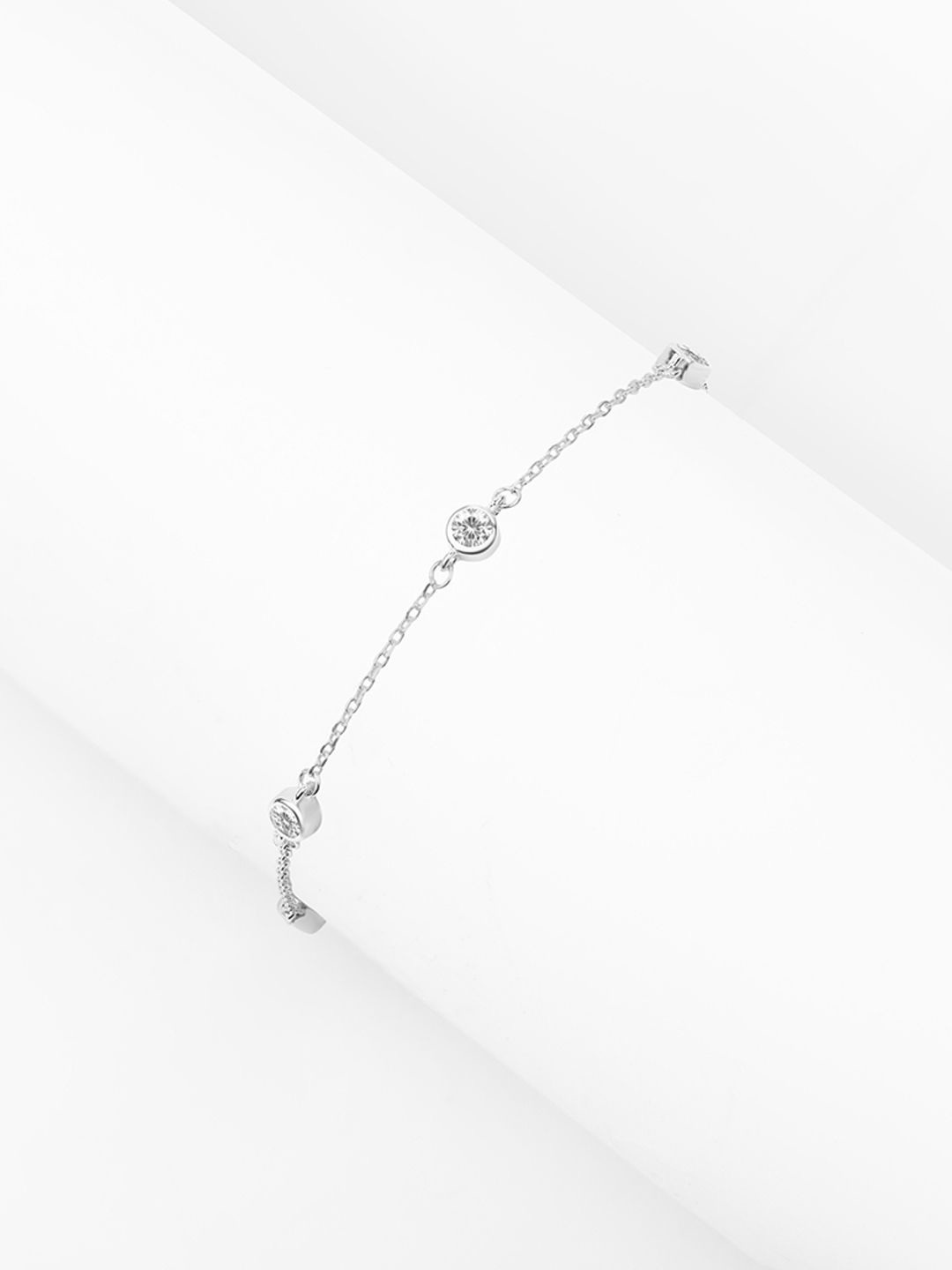

Nistra Sterling Silver Cubic Zirconia Rhodium Plated Wraparound Bracelet