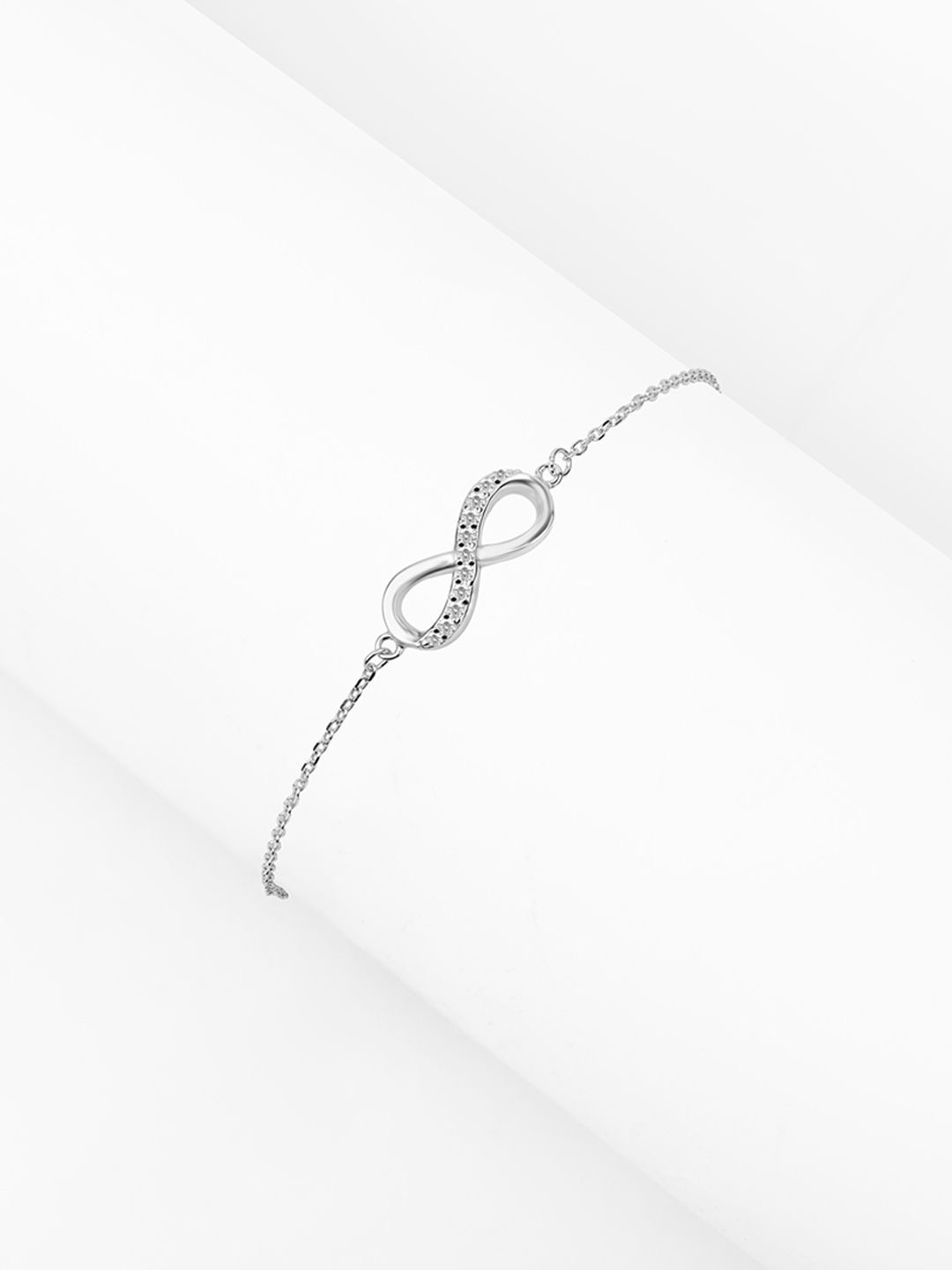 

Nistra Sterling Silver Cubic Zirconia Rhodium-Plated Link Bracelet