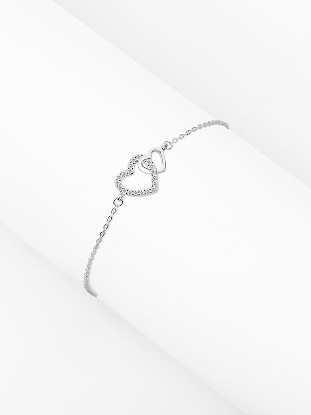 

Nistra Sterling Silver Cubic Zirconia Rhodium-Plated Link Bracelet