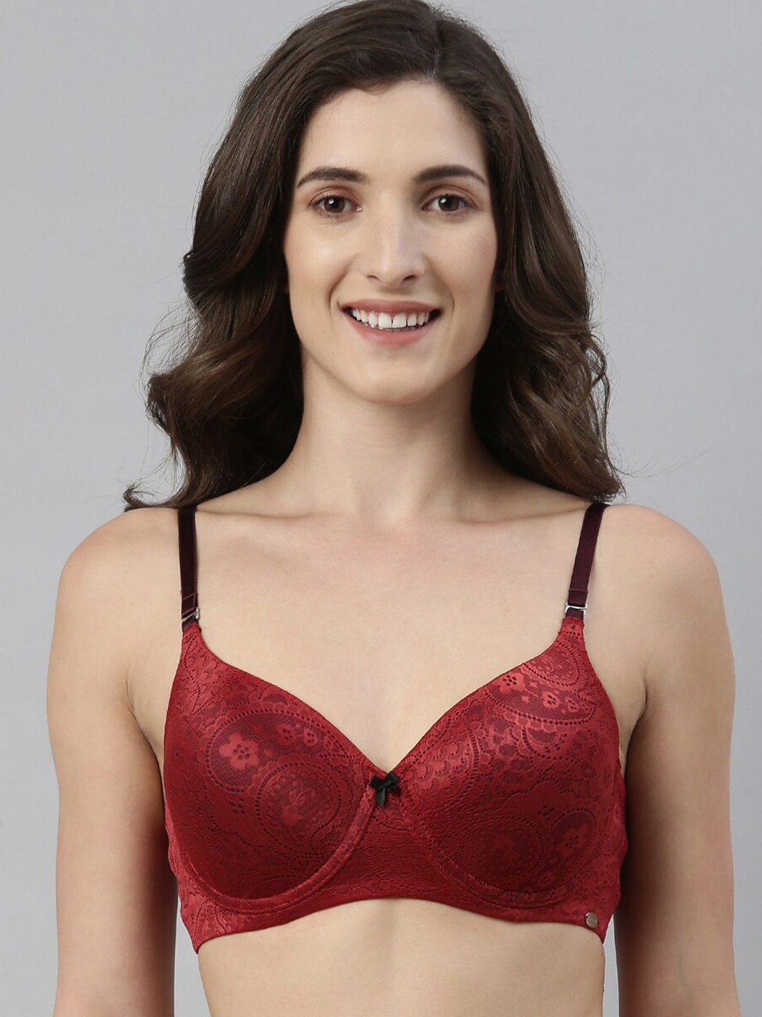 

Enamor Full Coverage Lightly Padded Underwired Seamless Everyday Bra-All Day Comfort, Red