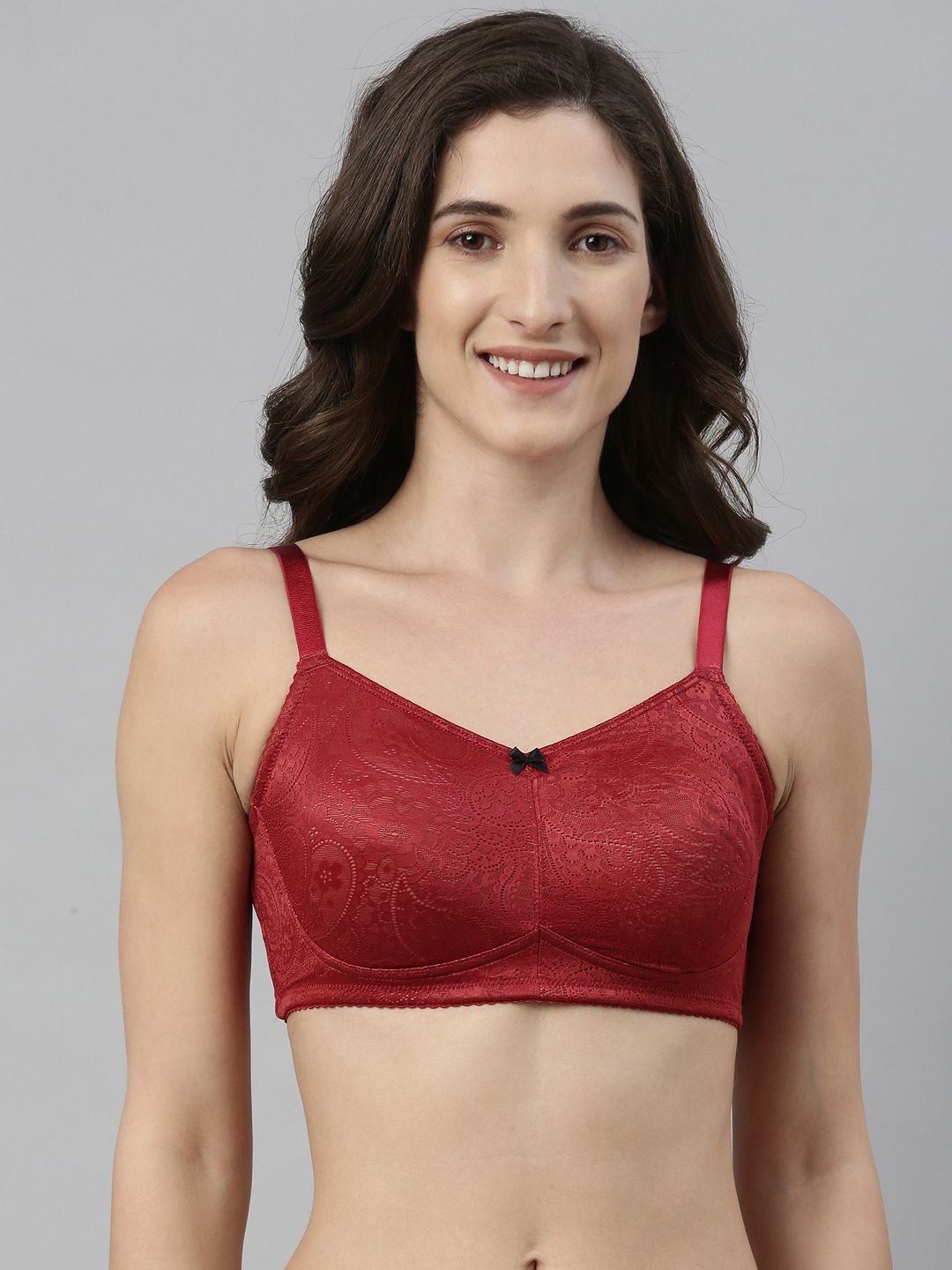 

Enamor Floral Self Design Full Coverage Everyday Bra with All Day Comfort, Red