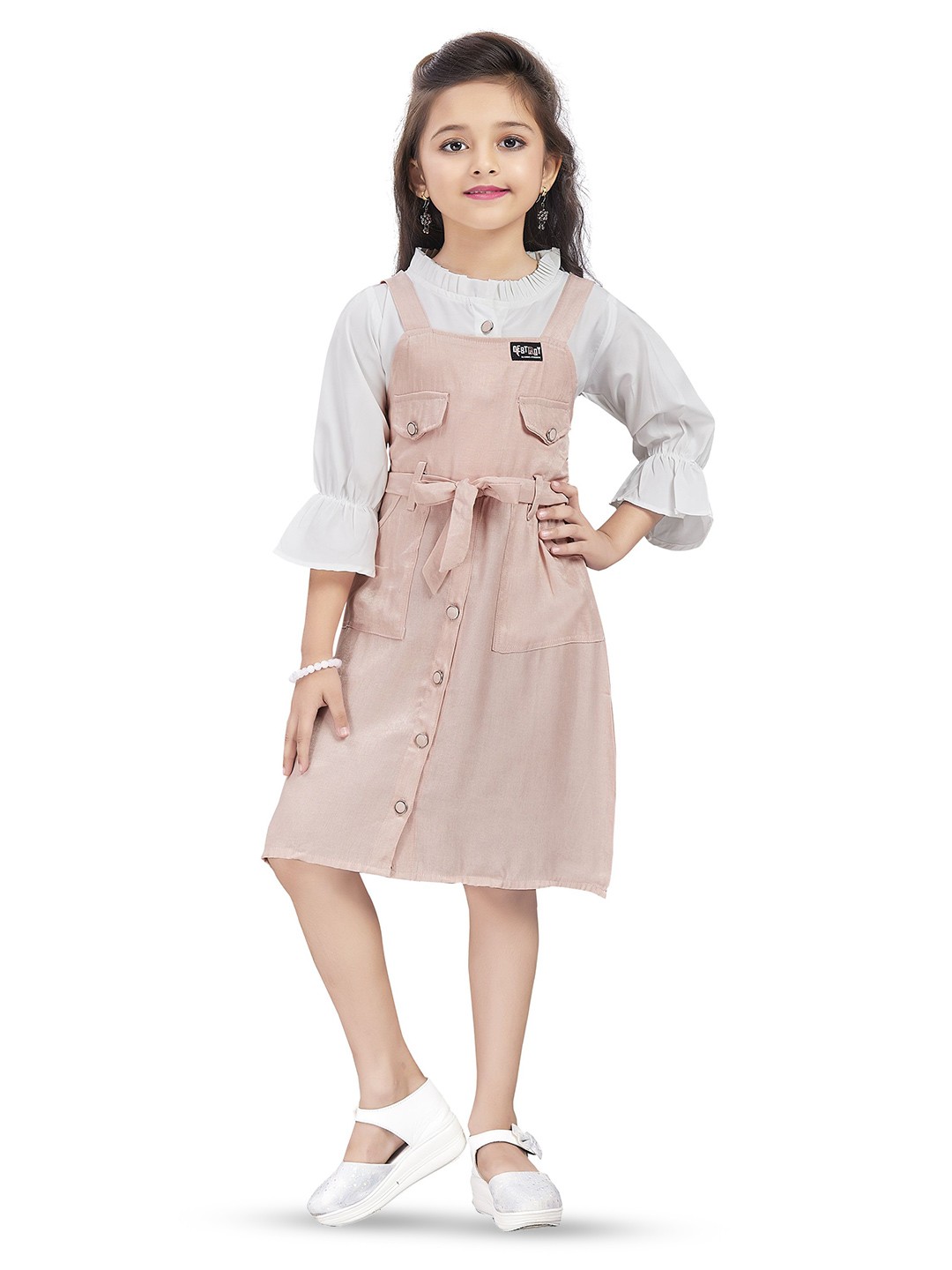 

Wish Karo Girls Dungaree Set, Peach