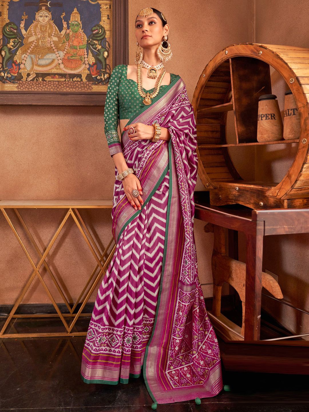 

Anouk Zari Patola Saree, Magenta