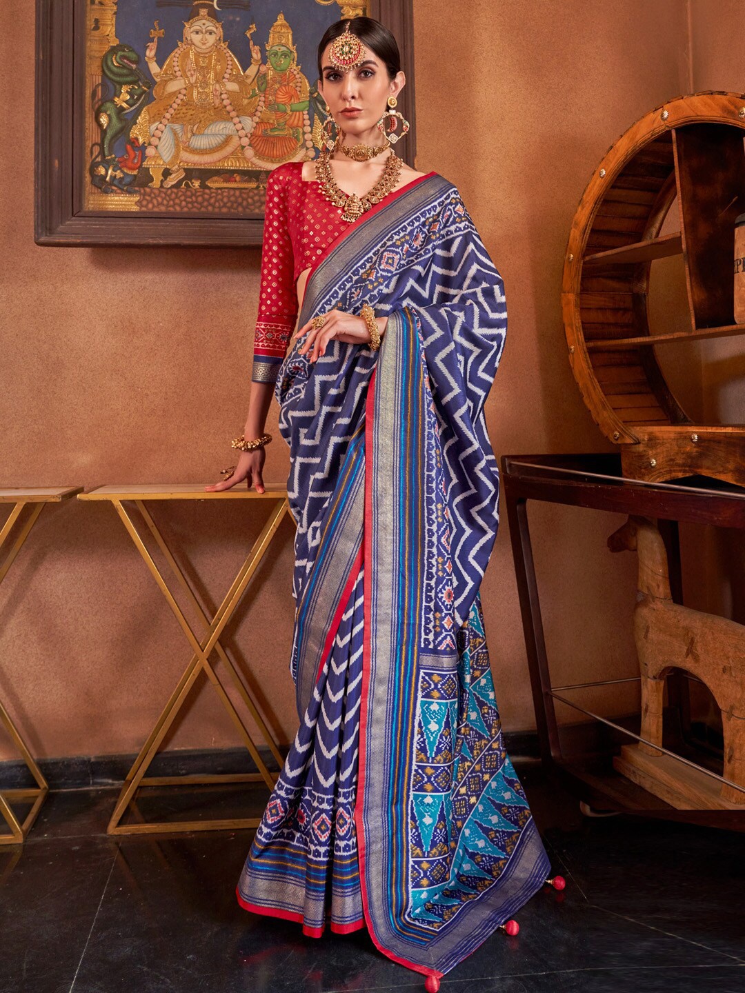 

Anouk Zari Patola Saree, Navy blue
