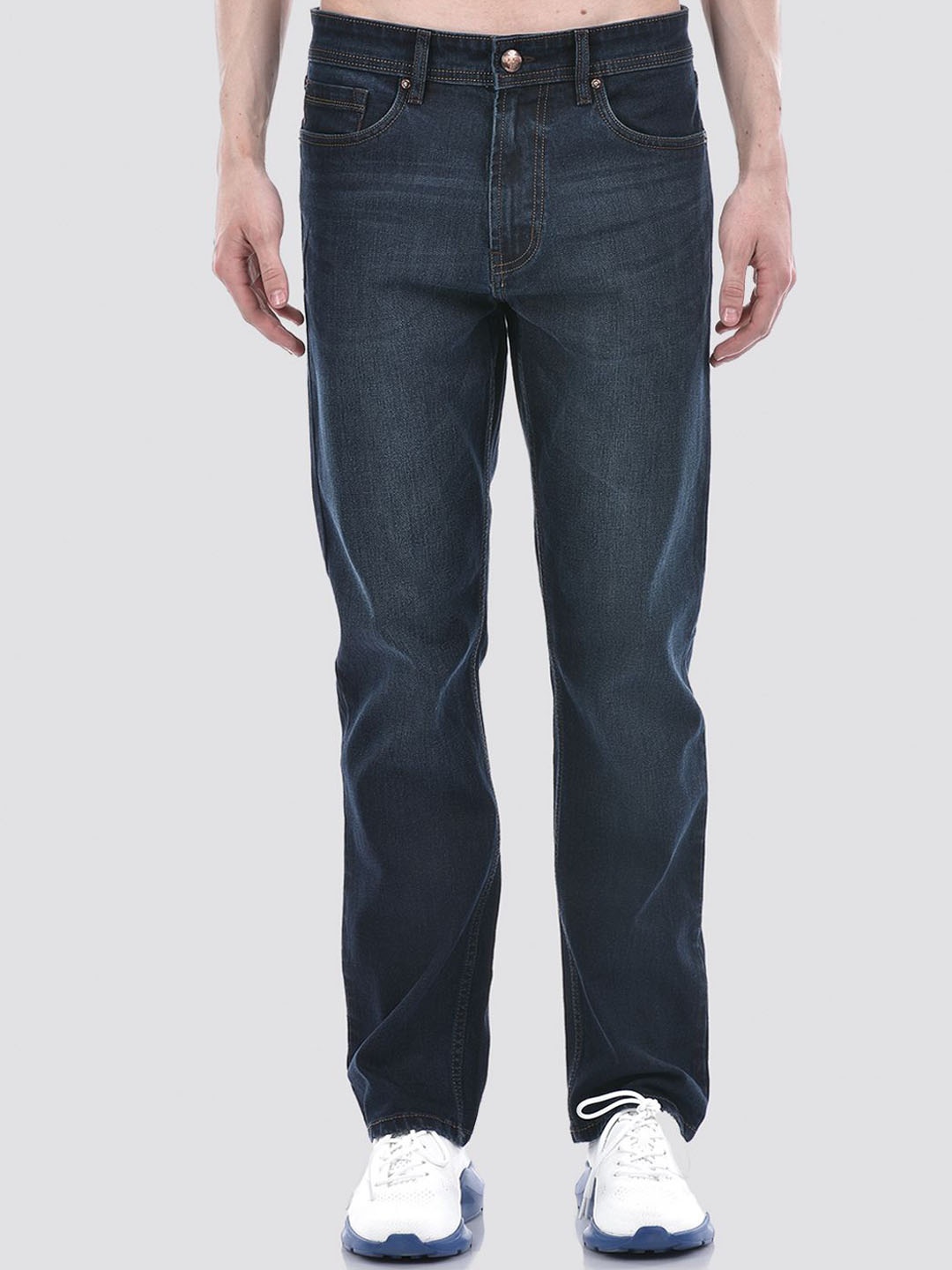 

Numero Uno Men Solid Tapered Slim Fit Sustainable Stretchable Jeans, Blue